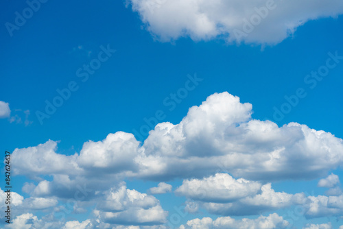 Blue Sky with White Clouds  Sunny Cloudy Sky Texture Background  Fluffy Clouds Pattern  Sunny Cumulus