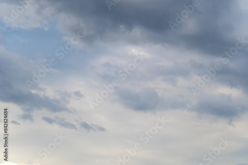 Blue Sky with White Clouds, Sunny Cloudy Sky Texture Background, Fluffy Clouds Pattern, Sunny Cumulus © artemstepanov