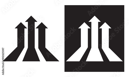 Three up arrows icon. Vector illustration. isolated on white and black background. 