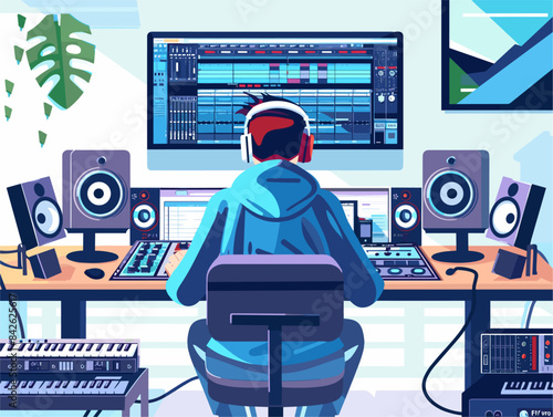 Animated Musician Composing Melodies with Digital Workstation and MIDI Controllers