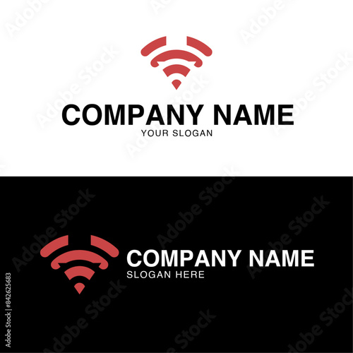 Premium logo design template for wi-fi company, designed with wi-fi and arrow signs embedded, vector illustration