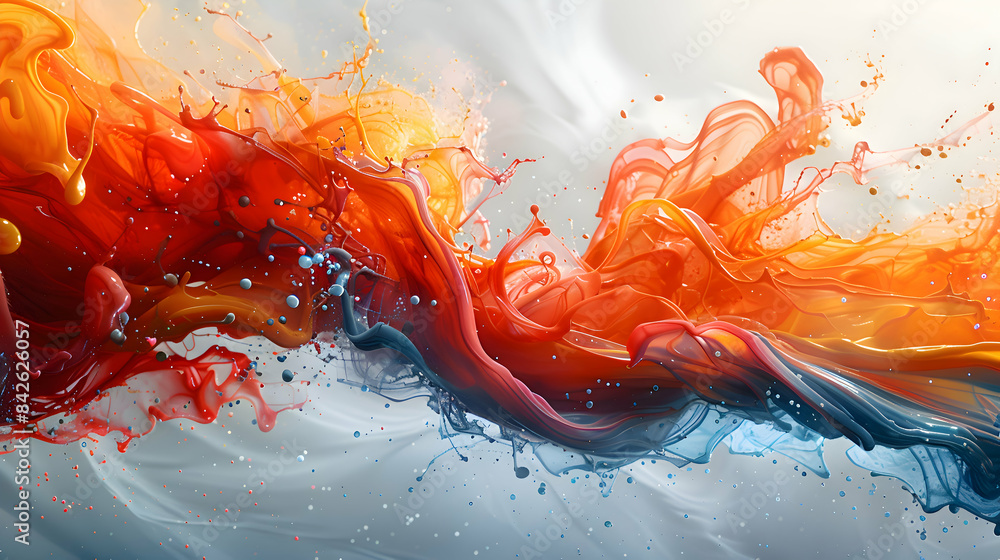 Bold and expressive color splashes against a clean white canvas, creating vibrancy and energy Bold and expressive color splashes against a clean white canvas, creating vibrancy and energy