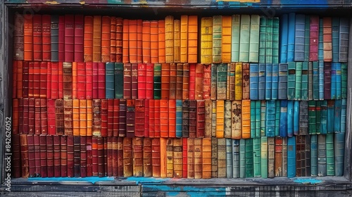 Vibrant library wall adorned with colorful books. Literary paradise for bookworms and bibliophiles 