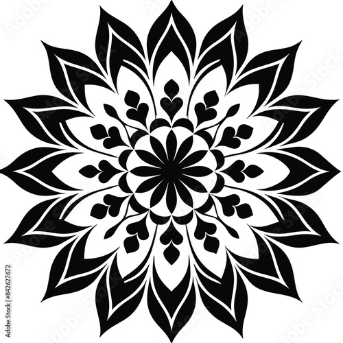 Black and white mandala for coloring page