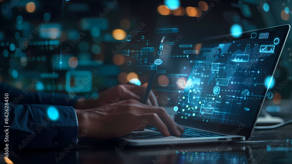 Technology, Ai, cyber internet network and security, business, digital, website, computers in the future. illustration wallpaper background. Technology, Ai, cyber internet network and security, business, digital, website, computers in the future. illustration wallpaper background.