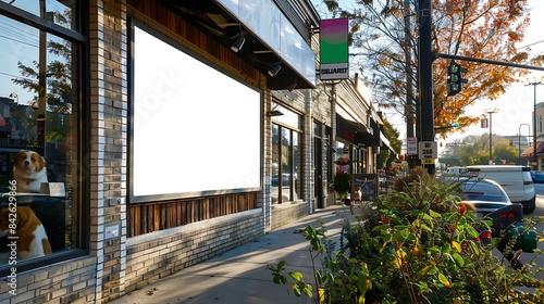 Square billboard pet store, neighborhood, medium size.