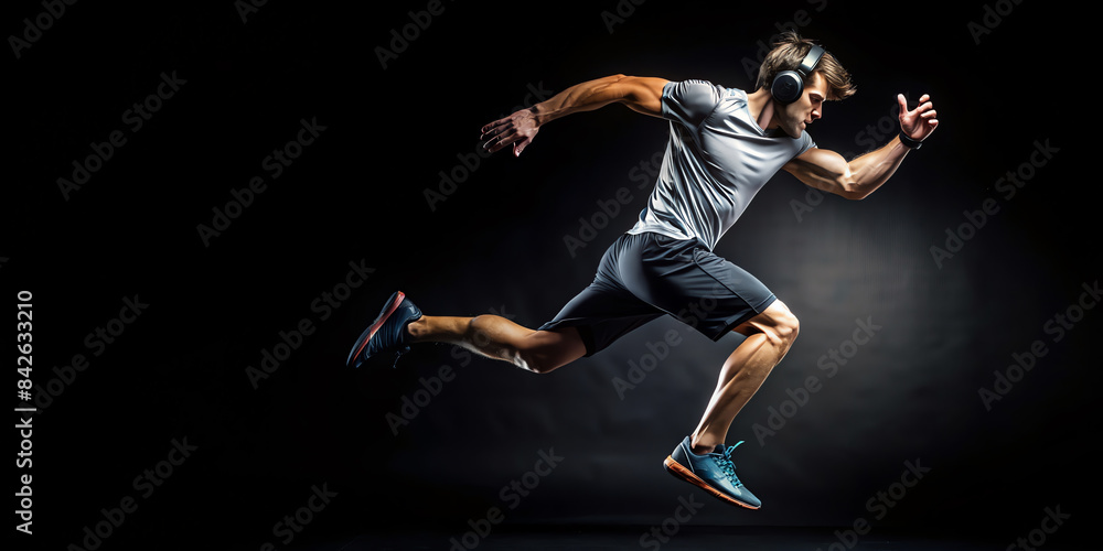 person running on black background