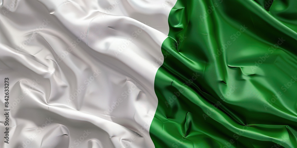 The Green and White: The Flag of Nigeria as a Symbol of Agriculture and Peace - Visualize the flag of Nigeria with its green and white stripes, symbolizing the country's agricultural wealth The Green and White: The Flag of Nigeria as a Symbol of Agriculture and Peace - Visualize the flag of Nigeria with its green and white stripes, symbolizing the country's agricultural wealth
