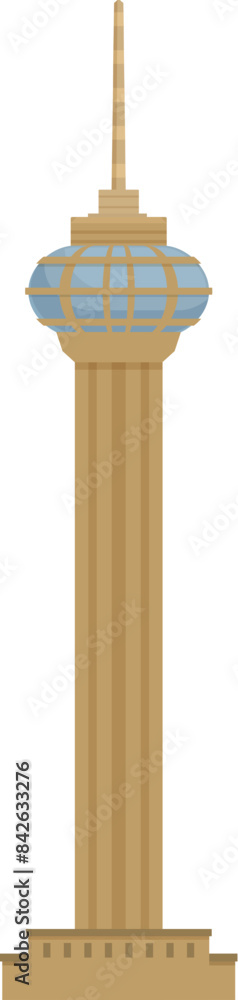 Fototapeta premium Illustration featuring a modern telecommunication tower with an observation deck, emphasizing modern architecture and urban connectivity