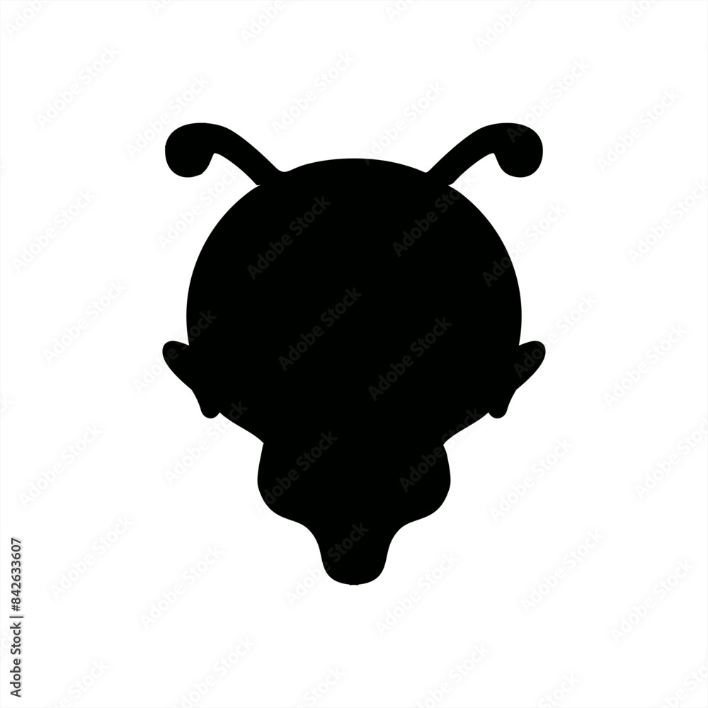 stamp silhouette illustration of an alien head for icon or logo. stamp silhouette illustration of an alien head for icon or logo.