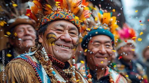 Men celebrating traditional ethnic spring festival