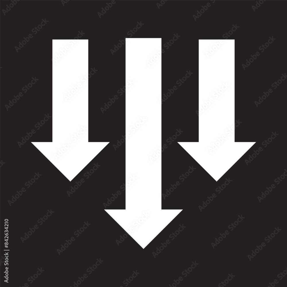 Three down arrows icon. Vector illustration. EPS 10/AI Three down arrows icon. Vector illustration. EPS 10/AI