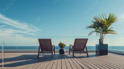 Modern Patio Oasis With Two Chairs and a View