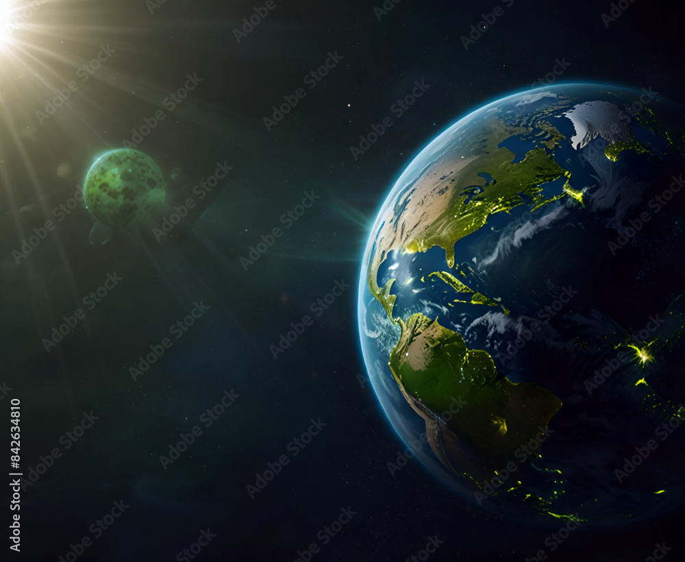 Fototapeta premium Earthrise. planet, Earth, suspended in the blackness of space