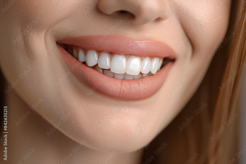 Fototapeta premium a woman with a toothbrush in her mouth