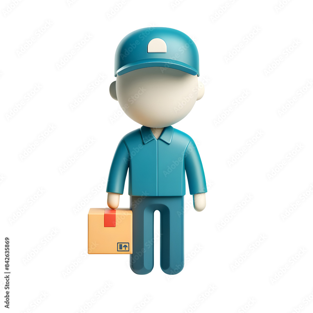 3D Courier in Blue Uniform with Package 3D Courier in Blue Uniform with Package