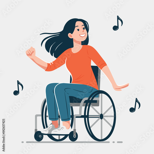 Dancing Woman in Wheelchair Illustration