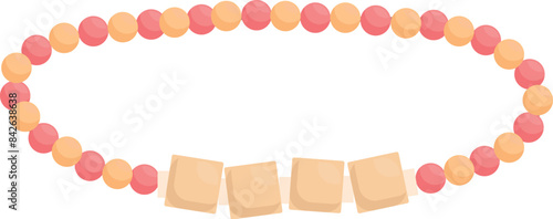 Coral and peach beaded necklace with square beads fashion illustration, great for fashion design, icon, or logo