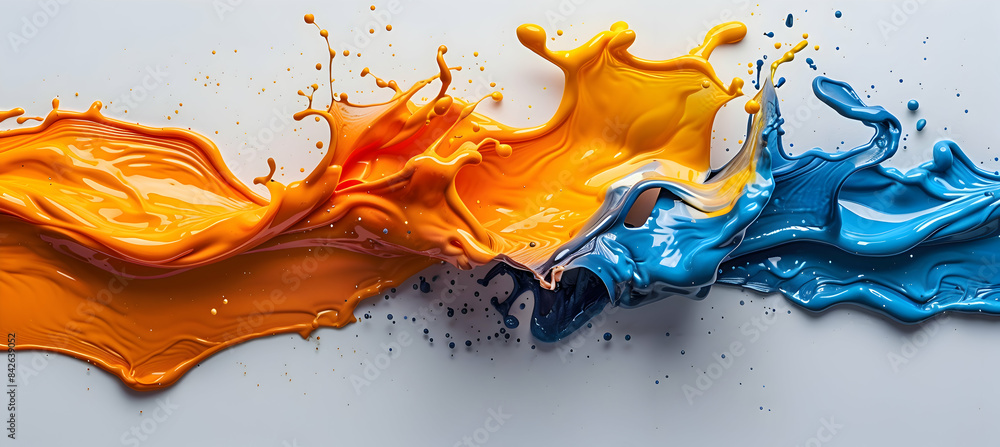 Bright splashes of vivid colors isolated on a white background, creating a striking contrast Bright splashes of vivid colors isolated on a white background, creating a striking contrast