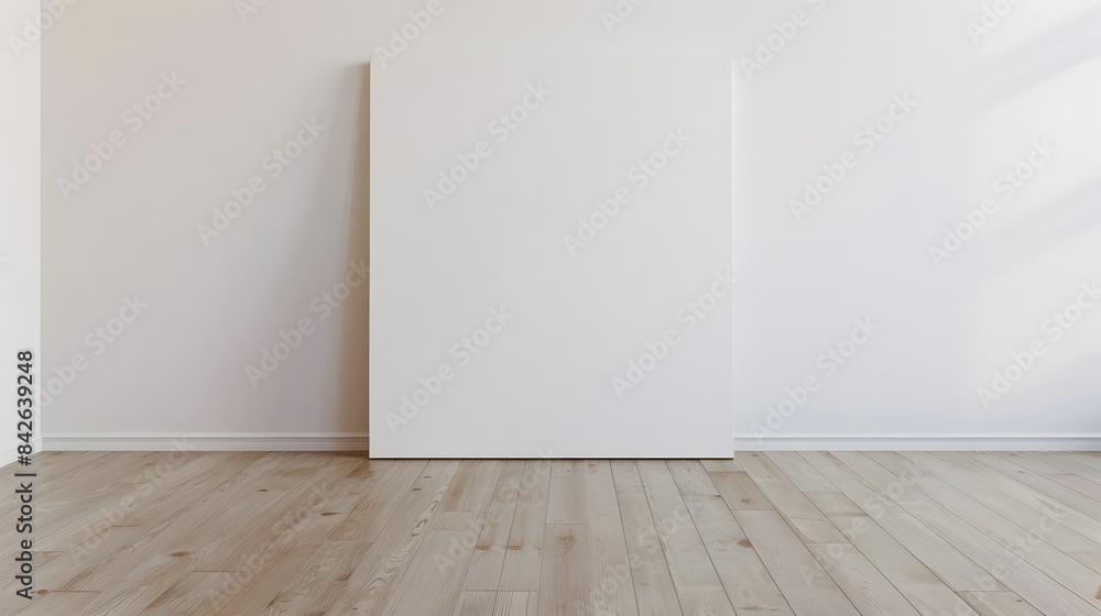 front view of one white blank canvas leaning against the wall front view of one white blank canvas leaning against the wall