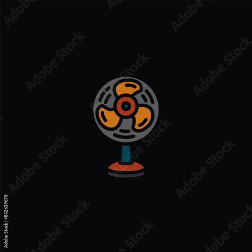 Original vector illustration. A table fan. A contour icon.