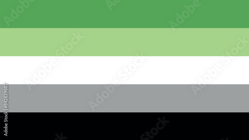 Aromantic Pride Flag. Pride Flag. LGBTQ+ colored flag. Pattern. Pride Parade. Multicolored LGBT+ linear flag.
