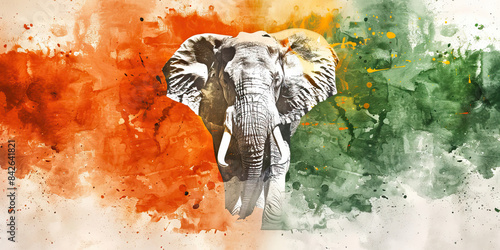 The Elephant: The Flag of Côte d'Ivoire as a Symbol of Strength and Stability - Picture the flag of Côte d'Ivoire with its elephant, symbolizing strength, stability, and the country's natural resource photo