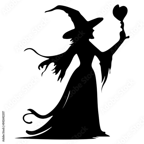 Witch Silhouette with Broom 