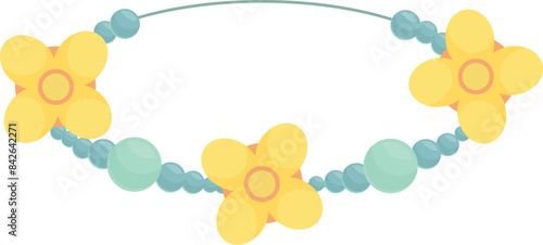 Bracelet made of yellow flower beads and turquoise blue round beads is perfect for adding a touch of elegance to any outfit