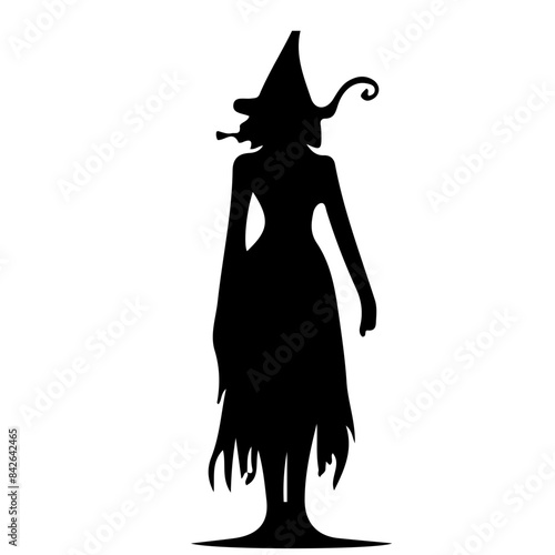 Witch Silhouette with Broom 