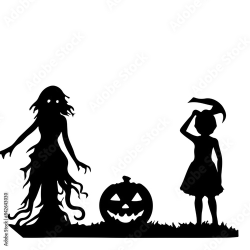 halloween witch with a pumpkin