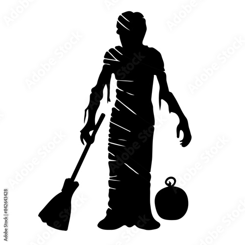mummy with Broom Vector