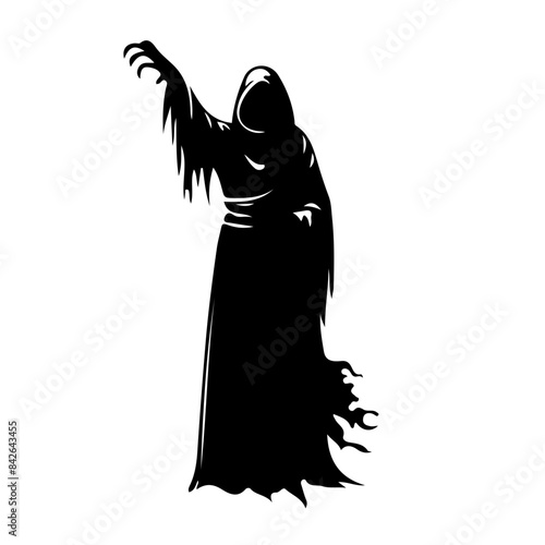 Witch Silhouette with Broom Vector