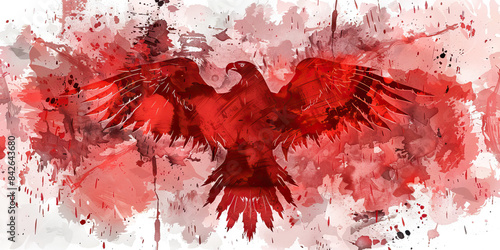 The Double-Headed Eagle: The Flag of Albania as a Symbol of Strength and Independence - Visualize the flag of Albania with its double-headed eagle, symbolizing the strength and independence of the Alb photo