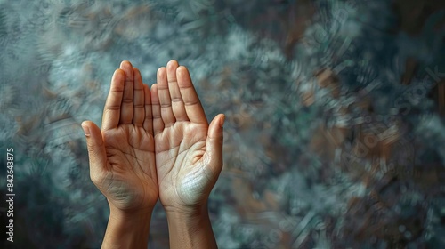 hands in prayer, eid al - adha background a person's arms and hands are raised in the air, with one hand raised in the air and the other hand raised in the © Siasart Studio