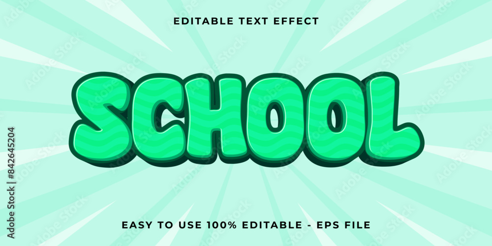 Editable text effect school 3d Trendy Cartoon template style premium vector Editable text effect school 3d Trendy Cartoon template style premium vector