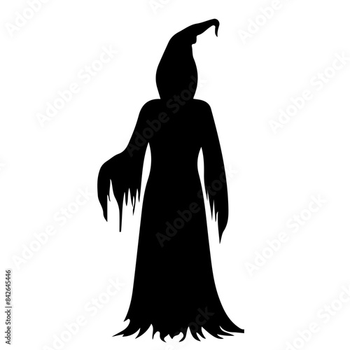 Witch Silhouette with Broom Vector
