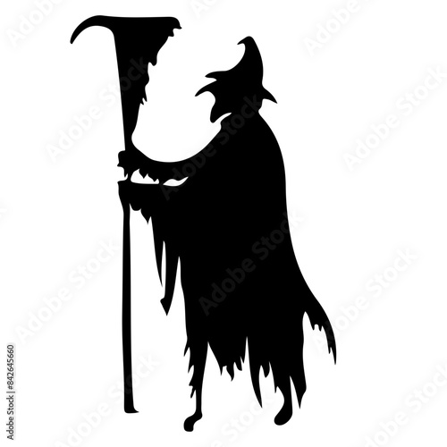 Witch Silhouette with Broom Vector