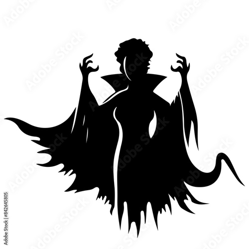 Witch Silhouette with Broom Vector