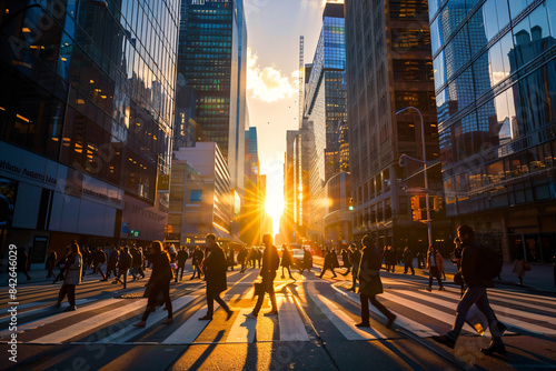 a group of people crossing a street in a city