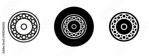 Car bearing icon set in filled and outlined style, ball bearing icon, 