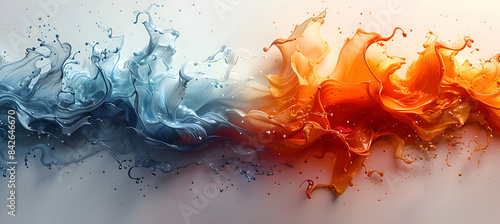 Dynamic and expressive splashes of vibrant colors against a clean white canvas, enhancing its energy and vibrancy