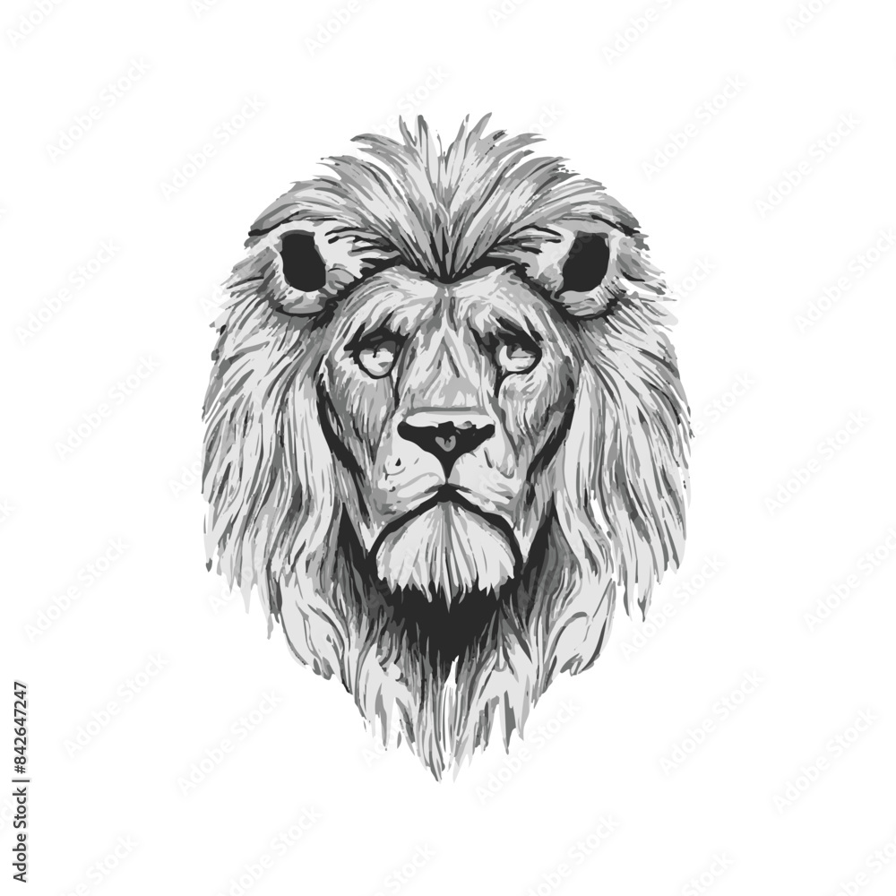 Obraz premium lion head vector silhouette illustration. detailed and vintage textured design