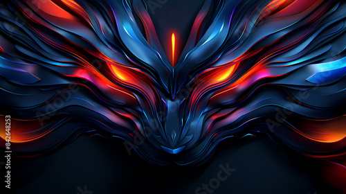 Design de masque de dragon abstrait avec fond bleu dégradé photo