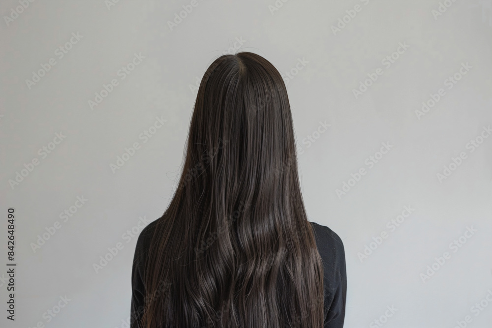 a woman with long hair standing in front of a wall a woman with long hair standing in front of a wall