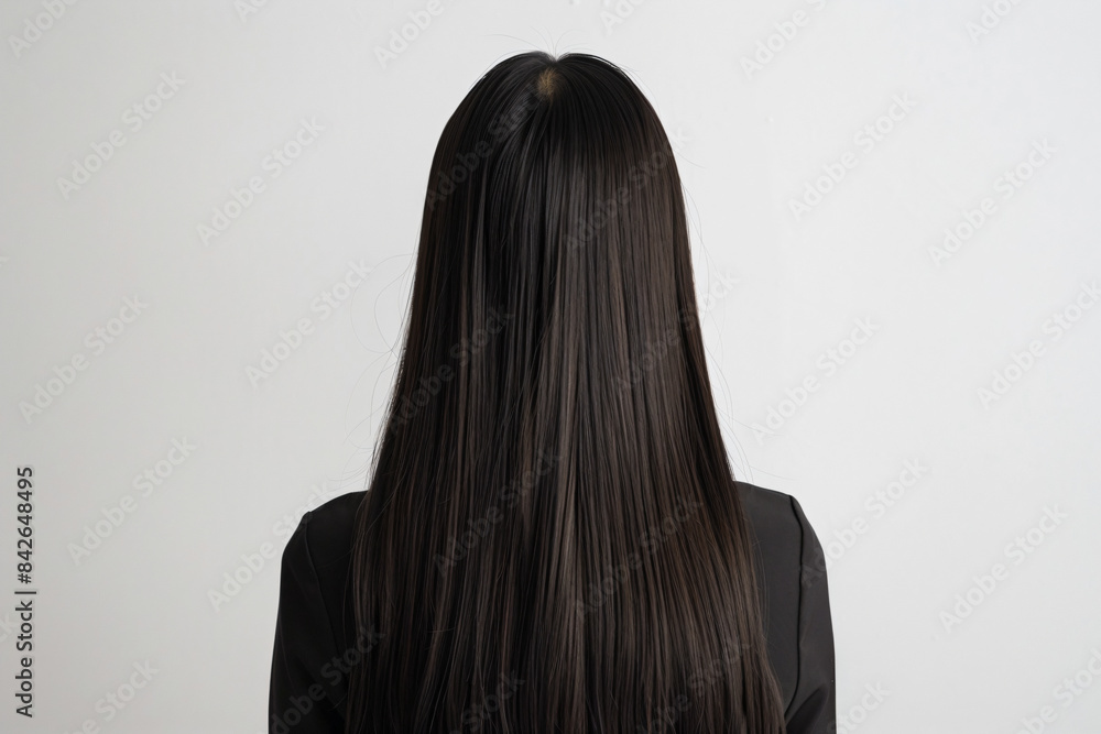 a woman with long hair standing in front of a white wall a woman with long hair standing in front of a white wall