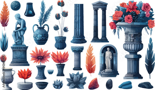 Classical Vases and Elements Stickers Collection for Artistic Decor