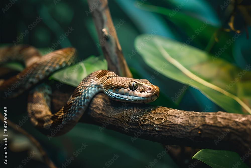 closeup of a adorable green tree python snake macro closeup resting on a branch of tree. epic shot of a green python closeup resting on tree closeup of a adorable green tree python snake macro closeup resting on a branch of tree. epic shot of a green python closeup resting on tree