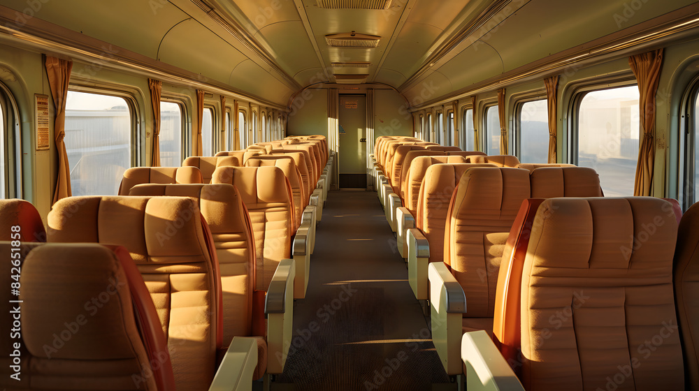 Fototapeta premium Retro Train Car Interior