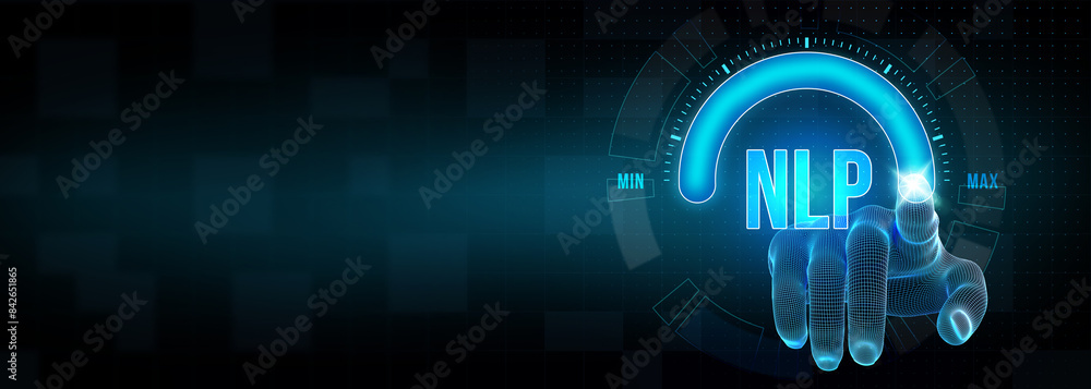 NLP Natural language processing AI Artificial intelligence. 3d illustration NLP Natural language processing AI Artificial intelligence. 3d illustration